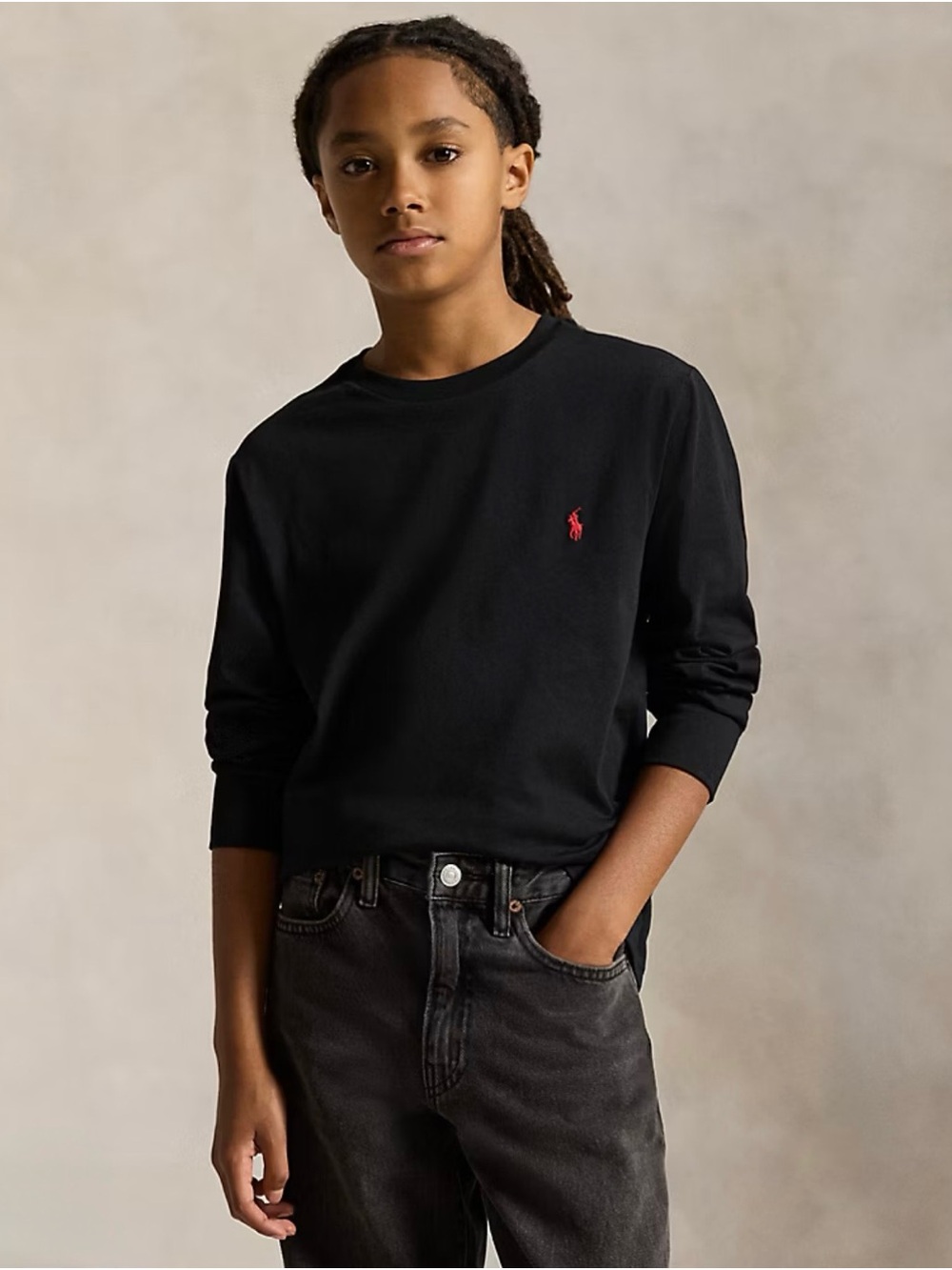 Polo by Ralph Lauren Black Long-Sleeve Tee with Red Pony ❤️